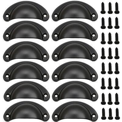 OEM 12 Tiradores Vintage Con Forma De Concha, Tiradores Para Muebles, Tiradores De Hierro Retro Para Puertas Con Tornillos Para Muebles, Cajones, Armarios Y Cocina, 8 Cm X 3,5 Cm (negro) OEM 12 Tiradores Vintage Con Forma De Concha, Tiradores Para Muebles, Tiradores De Hierro Retro Para Puertas Con Tornillos Para Muebles, Cajones, Armarios Y Cocina, 8 Cm X 3,5 Cm (negro)