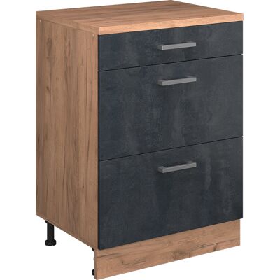 Cómoda De Ampliación Rion, Hormigón Negro/roble Dorado, 60 X 46 Cm Sin Inclinación Con 3 Cajones, Vicco Cómoda De Ampliación Rion, Hormigón Negro/roble Dorado, 60 X 46 Cm Sin Inclinación Con 3 Cajones, Vicco