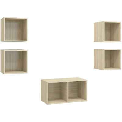 Juego De Muebles De Salón 5 Pzas Madera Ingeniería Roble Sonoma Vidaxl Juego De Muebles De Salón 5 Pzas Madera Ingeniería Roble Sonoma Vidaxl