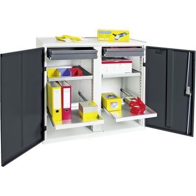 Stumpf Gabinete De Herramientas Y Materiales Serie 3000 Gris Claro / Gris Antracita + 2 Cajones 100 Mm + 4 Estantes Extraíbles - 3002271 Stumpf Gabinete De Herramientas Y Materiales Serie 3000 Gris Claro / Gris Antracita + 2 Cajones 100 Mm + 4 Estantes Extraíbles - 3002271