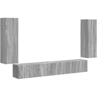 Conjunto De Mueble Para Tv De Pared 4 Uds. Gris Sonoma Vidaxl Conjunto De Mueble Para Tv De Pared 4 Uds. Gris Sonoma Vidaxl