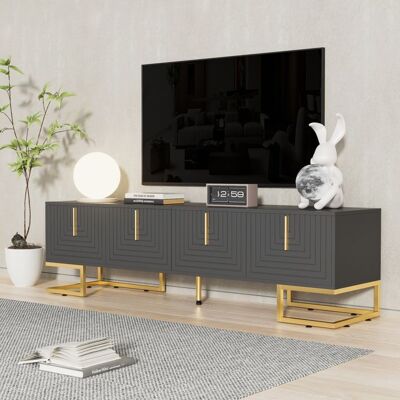 OEM Mueble De Tv, Gris-negro, Con 4 Puertas, Patas Doradas, Mueble De Salón, 170 X 40 X 45,5 Cm OEM Mueble De Tv, Gris-negro, Con 4 Puertas, Patas Doradas, Mueble De Salón, 170 X 40 X 45,5 Cm