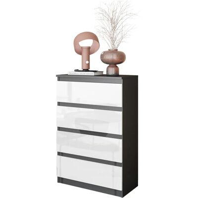 OEM Cómoda Gabriel Con 4 Cajones (60 Cm), Antracita/blanco Brillante, Para Salón O Dormitorio. OEM Cómoda Gabriel Con 4 Cajones (60 Cm), Antracita/blanco Brillante, Para Salón O Dormitorio.