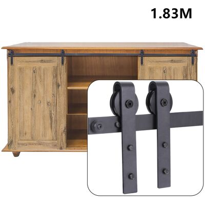 Axhup - Mini Herraje Puerta Corredera Kit, 183cm Kit De Rieles Deslizantes Para Puerta Doble De Gabinete De Tv Aparador, Negro Axhup - Mini Herraje Puerta Corredera Kit, 183cm Kit De Rieles Deslizantes Para Puerta Doble De Gabinete De Tv Aparador, Negro
