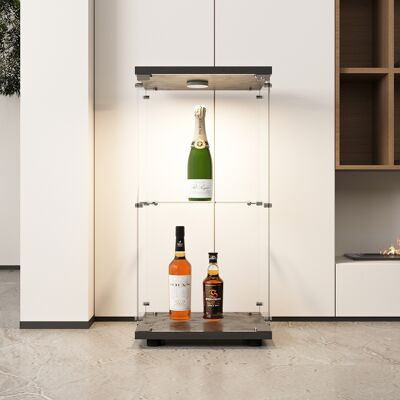 TANANT Vitrina De Vidrio 40x36x77 Cm, Con Led Y 1 Estante – Vitrina De Almacenamiento, Biblioteca De Vidrio Autónoma Blanca Para Salón, Dormitorio, Oficina – Negro TANANT Vitrina De Vidrio 40x36x77 Cm, Con Led Y 1 Estante – Vitrina De Almacenamiento, Biblioteca De Vidrio Autónoma Blanca Para Salón, Dormitorio, Oficina – Negro