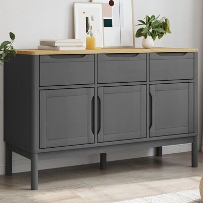 Aparador Floro Madera Maciza De Pino Gris 114x43x74 Cm Vidaxl Aparador Floro Madera Maciza De Pino Gris 114x43x74 Cm Vidaxl