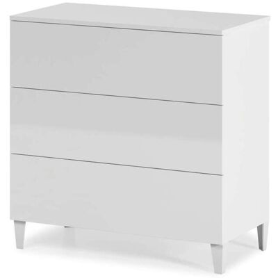 Cómoda Pekin blanca de 3 cajones - Mueble de dormitorio Cómoda Pekin blanca de 3 cajones - Mueble de dormitorio