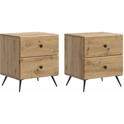 Armario De Noche 2 Pcs Roble Artesanal 43 X 34,5 X 47,5 Cm Vidaxl Armario De Noche 2 Pcs Roble Artesanal 43 X 34,5 X 47,5 Cm Vidaxl