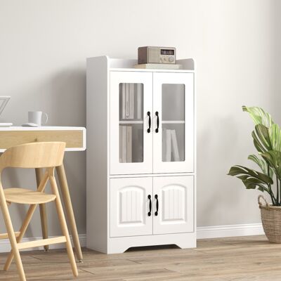 TORMATOR Vitrina De Salón Estantería Librería Con Puertas De Vidrio Estante Ajustable Bisagras De Cierre Suave 60x30x116cm Blanco TORMATOR Vitrina De Salón Estantería Librería Con Puertas De Vidrio Estante Ajustable Bisagras De Cierre Suave 60x30x116cm Blanco