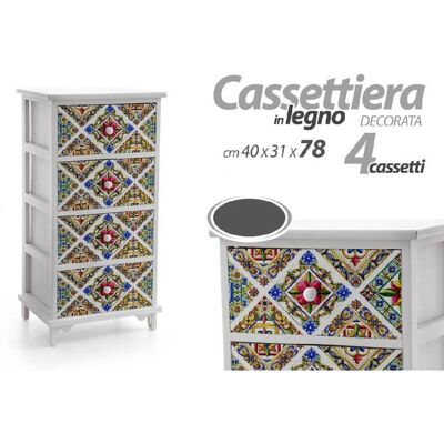 TRADE SHOP TRAESIO Trade Shop - Cómoda De Madera 4 Cajones Cocina Mediterránea Baño Dormitorio 78x40x31cm 829376 - TRADE SHOP TRAESIO Trade Shop - Cómoda De Madera 4 Cajones Cocina Mediterránea Baño Dormitorio 78x40x31cm 829376 -