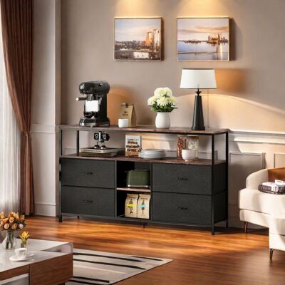 OEM Mueble De Tv Led De Salón - Estilo Contemporáneo - Pu - Paneles De Partículas - 4 Cajones - Mueble De Almacenamiento - 108x29x78 Cm - Negro OEM Mueble De Tv Led De Salón - Estilo Contemporáneo - Pu - Paneles De Partículas - 4 Cajones - Mueble De Almacenamiento - 108x29x78 Cm - Negro