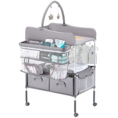OEM Cambiador Para Bebé, Cambiador Plegable 762 X 750 X (1005-1080) Mm Con 2 Cajones De Tela, Cesta Lateral, Barra Para Colgar, Ruedas Bloqueables Y 2 Juguetes En Forma De Estrella, Gris Claro OEM Cambiador Para Bebé, Cambiador Plegable 762 X 750 X (1005-1080) Mm Con 2 Cajones De Tela, Cesta Lateral, Barra Para Colgar, Ruedas Bloqueables Y 2 Juguetes En Forma De Estrella, Gris Claro