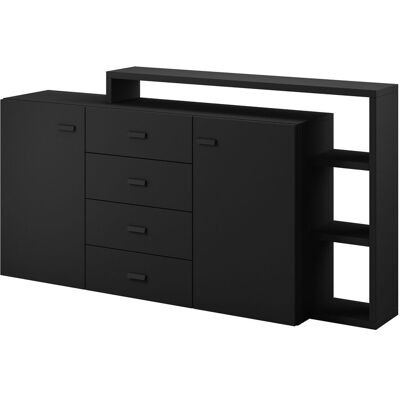 Arredamento1 - Cómoda Lutiva 106, Negro Mate, Con Cajones Y Puertas, Número De Cajones: 0, 97x180x37cm Arredamento1 - Cómoda Lutiva 106, Negro Mate, Con Cajones Y Puertas, Número De Cajones: 0, 97x180x37cm