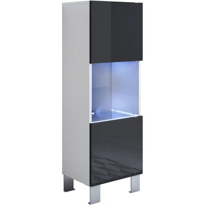 LETTIEMOBILI Vitrina Con Patas 12cm Armario Mueble De Salón Vitrina De Pared Led 1 Puerta 40x138x29cm Modelo Luke V3 Blanco Y Negro Brillo LETTIEMOBILI Vitrina Con Patas 12cm Armario Mueble De Salón Vitrina De Pared Led 1 Puerta 40x138x29cm Modelo Luke V3 Blanco Y Negro Brillo