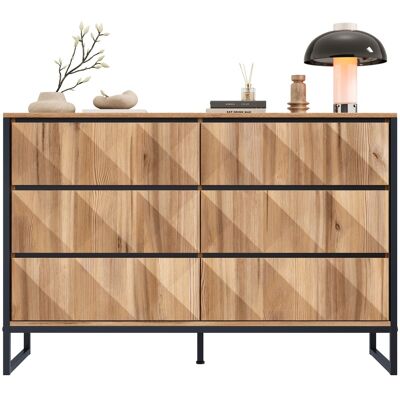 JHY DESIGN El Aparador Y La Cómoda Se Caracterizan Por Una Combinación De Tonos Negros Y Madera Natural, Patas De Metal Y Puertas En Relieve. JHY DESIGN El Aparador Y La Cómoda Se Caracterizan Por Una Combinación De Tonos Negros Y Madera Natural, Patas De Metal Y Puertas En Relieve.