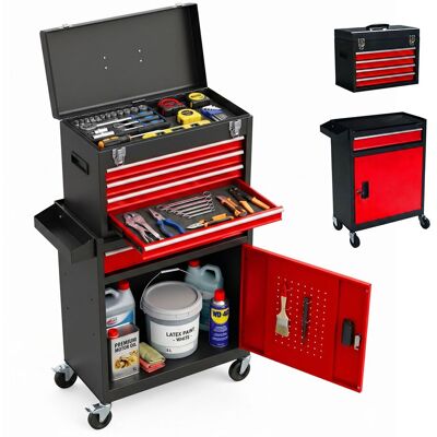 Relaxdays Carrito De Taller, 5 Cajones + Caja Superior, Con Cerradura, 104x59,5x28 Cm, Acero, Negro/rojo Relaxdays Carrito De Taller, 5 Cajones + Caja Superior, Con Cerradura, 104x59,5x28 Cm, Acero, Negro/rojo