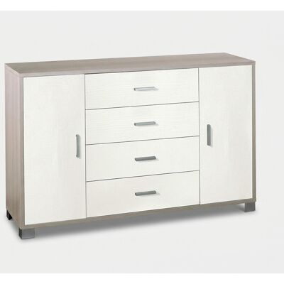 SARMOG Aparador Moderno Para Salón Con 2 Puertas Y 4 Cajones Quadrante - Olmo - Blanco SARMOG Aparador Moderno Para Salón Con 2 Puertas Y 4 Cajones Quadrante - Olmo - Blanco