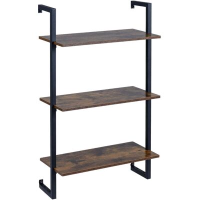 NORTHIX Estantería De Pared De 3 Niveles Con Estructura Metálica - Marrón Rústico NORTHIX Estantería De Pared De 3 Niveles Con Estructura Metálica - Marrón Rústico