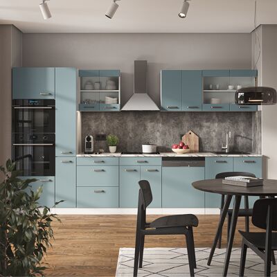 Vicco - Mueble De Cocina R-line, Azul-gris-blanco, 350 Cm Con Armario Alto, Sin Encimera Vicco - Mueble De Cocina R-line, Azul-gris-blanco, 350 Cm Con Armario Alto, Sin Encimera