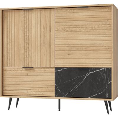 PETITS-MEUBLES Bufé 2 Puertas 2 Cajones Luka Madera Y Negro PETITS-MEUBLES Bufé 2 Puertas 2 Cajones Luka Madera Y Negro