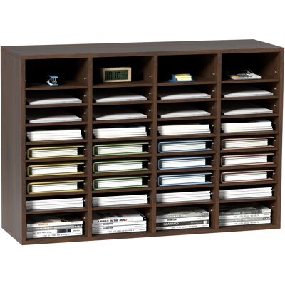 Organizador De Literatura De Madera Aglomerado Estante De Almacenamiento De Documentos De 36 Compartimentos 99,7x30,5x68cm Clasificador De Literatura Con Estantes Ajustables Para Oficina, Marrón - Vevor Organizador De Literatura De Madera Aglomerado Estante De Almacenamiento De Documentos De 36 Compartimentos 99,7x30,5x68cm Clasificador De Literatura Con Estantes Ajustables Para Oficina, Marrón - Vevor