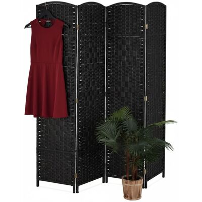 Relaxdays Biombo Separador, 170x160 Cm, Plegable, 3 Paneles, Madera, Cordón De Papel, Negro Relaxdays Biombo Separador, 170x160 Cm, Plegable, 3 Paneles, Madera, Cordón De Papel, Negro