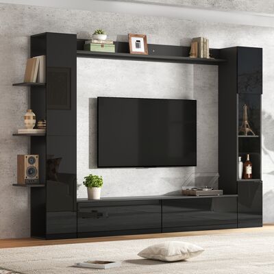 KELLANY Mueble De Pared Para Salón, Vitrinas Con Bisagras Reversibles (juego De 4), Mueble De Pared Compacto Con Amplio Espacio De Almacenamiento, Mueble Para Tv, Vitrina, Armario De Almacenamiento, Específic KELLANY Mueble De Pared Para Salón, Vitrinas Con Bisagras Reversibles (juego De 4), Mueble De Pared Compacto Con Amplio Espacio De Almacenamiento, Mueble Para Tv, Vitrina, Armario De Almacenamiento, Específic