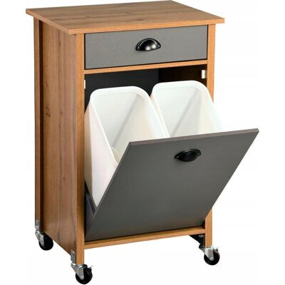 AC-DECO Carrito Moderno Kesper Marrón Y Gris Con Ruedas AC-DECO Carrito Moderno Kesper Marrón Y Gris Con Ruedas
