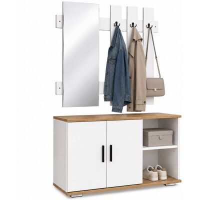 Conjunto De Armario Para Pasillo Con Banco Gados Xl 132x90x33 - Vcm Conjunto De Armario Para Pasillo Con Banco Gados Xl 132x90x33 - Vcm