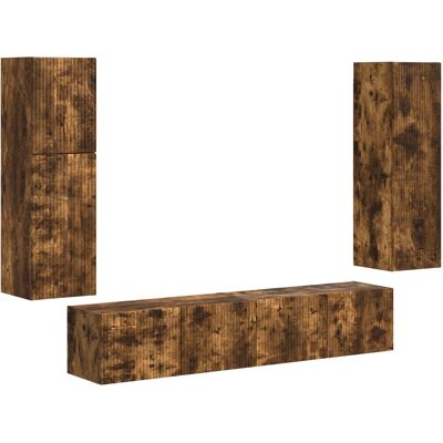Conjunto De Mueble De Tv 4 Uds. Roble Ahumado Vidaxl Conjunto De Mueble De Tv 4 Uds. Roble Ahumado Vidaxl