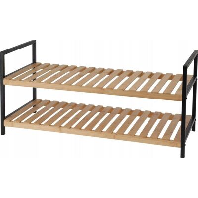 Soluciones de almacenamiento - Zapatero de metal y bambú - 70x30x32 cm Soluciones de almacenamiento - Zapatero de metal y bambú - 70x30x32 cm