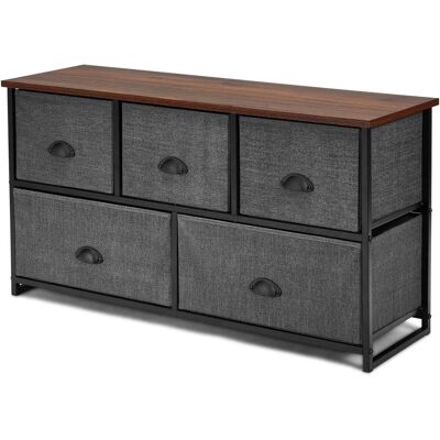 Costway - Cómoda Cajonera De Tela Armario Con 5 Cajones Y Estructura De Metal Estantería Para Dormitorio Entrada Pasillo Salón Costway - Cómoda Cajonera De Tela Armario Con 5 Cajones Y Estructura De Metal Estantería Para Dormitorio Entrada Pasillo Salón