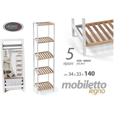 GICOS Estantería Bioclimática 5 Niveles Blanco Y Natural 34x33x140 GICOS Estantería Bioclimática 5 Niveles Blanco Y Natural 34x33x140