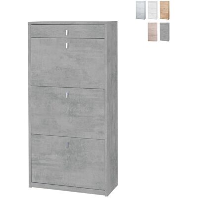 Sarmog - Zapatero Compacto Que Ahorra Espacio Con Tres Puertas Y Un Cajón Beton Cemento 63x29x H127 Cm Sarmog - Zapatero Compacto Que Ahorra Espacio Con Tres Puertas Y Un Cajón Beton Cemento 63x29x H127 Cm