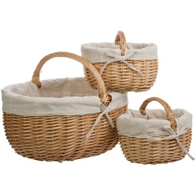 Wanderlust Deco - Set 3 Cestas De Mimbre Marrón Forradas Wanderlust Deco - Set 3 Cestas De Mimbre Marrón Forradas
