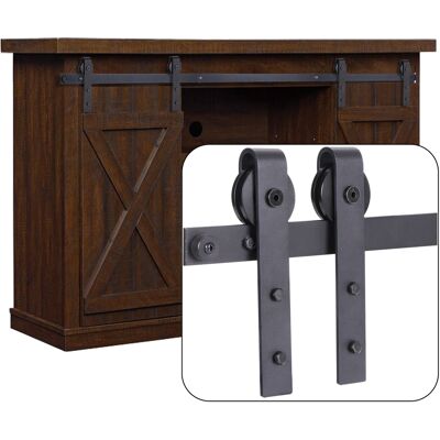 Axhup - Mini Herraje Puerta Corredera Kit, 120cm Kit De Rieles Deslizantes Para Puerta Doble De Gabinete De Tv Aparador, Negro Axhup - Mini Herraje Puerta Corredera Kit, 120cm Kit De Rieles Deslizantes Para Puerta Doble De Gabinete De Tv Aparador, Negro