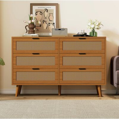 Cómoda 6 Cajones De Almacenamiento Nogal Retro Okmyhome Cómoda 6 Cajones De Almacenamiento Nogal Retro Okmyhome
