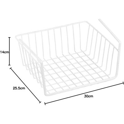 OEM Cesta Colgante De Almacenamiento Msv Con Estante, 30x25,5x14 Cm, En Acero Blanco Mate. OEM Cesta Colgante De Almacenamiento Msv Con Estante, 30x25,5x14 Cm, En Acero Blanco Mate.