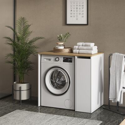 Armario Para Lavadora Viktor, Blanco/roble Artesanal, 93.6 X 88.2 Cm Con 3 Compartimentos, Vicco Armario Para Lavadora Viktor, Blanco/roble Artesanal, 93.6 X 88.2 Cm Con 3 Compartimentos, Vicco