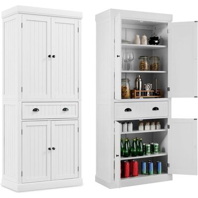 183cm Gabinete De Almacenaje Armario, Armario Independiente De 2 Puertas Y Cajón, Aparador Alto Con Estantes Ajustables, Gabinete Moderno Para Sala De Estar, Comedor, Pasillo (blanco) - Costway 183cm Gabinete De Almacenaje Armario, Armario Independiente De 2 Puertas Y Cajón, Aparador Alto Con Estantes Ajustables, Gabinete Moderno Para Sala De Estar, Comedor, Pasillo (blanco) - Costway