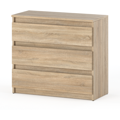 Cómoda Moderna Roble Sonoma - 3 Cajones, 80cm Cómoda Moderna Roble Sonoma - 3 Cajones, 80cm