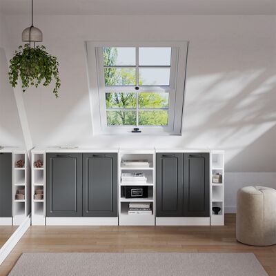 Conjunto De Armarios Para Techo Inclinado Rion, Antracita Casa De Campo, 210 Cm Lote De 5 Carcasas De Armario 60 Cm De Profundidad, Vicco Conjunto De Armarios Para Techo Inclinado Rion, Antracita Casa De Campo, 210 Cm Lote De 5 Carcasas De Armario 60 Cm De Profundidad, Vicco