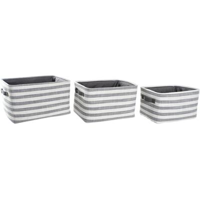 FIJALO Cesta Set 3 Algodon 42x32x25 Rayas Gris Dc200607 FIJALO Cesta Set 3 Algodon 42x32x25 Rayas Gris Dc200607