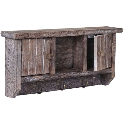 Décoshop26 - Mueble De Entrada De Pared Portallaves Con Puertas Y Estante De Madera Maciza Marrón Envejecido 040002454 Décoshop26 - Mueble De Entrada De Pared Portallaves Con Puertas Y Estante De Madera Maciza Marrón Envejecido 040002454