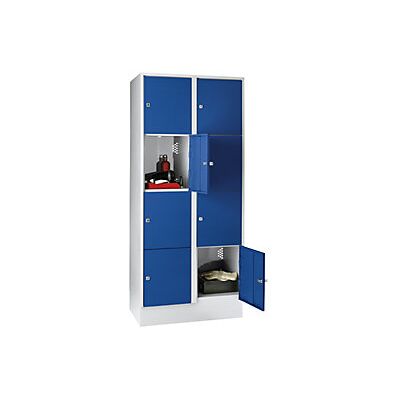 Armario Wolf - 8 Compartimentos, Acero, Cerradura, 400mm, Gris y Azul Armario Wolf - 8 Compartimentos, Acero, Cerradura, 400mm, Gris y Azul