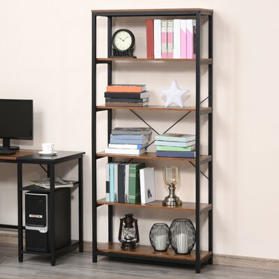 TORMATOR Estantería Estilo Industrial Retro Con 6 Estantes Abiertos Para Libros Y Sistema Antivuelco Almacenaje Para Salón Oficina 80x30x180 Cm Marrón Rústico TORMATOR Estantería Estilo Industrial Retro Con 6 Estantes Abiertos Para Libros Y Sistema Antivuelco Almacenaje Para Salón Oficina 80x30x180 Cm Marrón Rústico