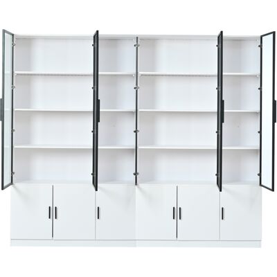 STILVORA Vitrina Con 12 Puertas De Cristal Y Led, Armario De Almacenaje Con Cierre Suave Para Salon, Mdf, Blanco STILVORA Vitrina Con 12 Puertas De Cristal Y Led, Armario De Almacenaje Con Cierre Suave Para Salon, Mdf, Blanco