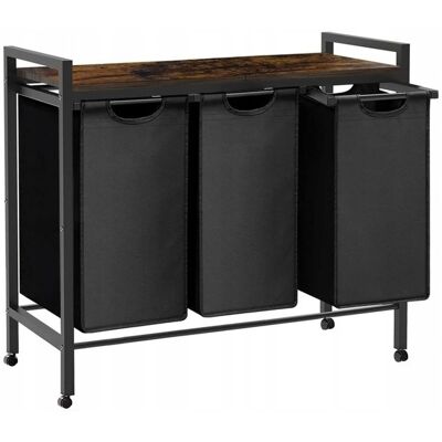 OEM Cesto De Ropa Con Estante, Tres Compartimentos, Industrial Loft, Ruedas, 76x92,5x33 W012 OEM Cesto De Ropa Con Estante, Tres Compartimentos, Industrial Loft, Ruedas, 76x92,5x33 W012