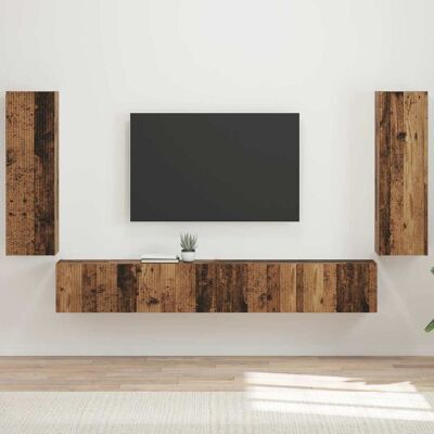 Conjunto De Mueble Para Tv De Pared 4 Uds. Madera Vieja Vidaxl Conjunto De Mueble Para Tv De Pared 4 Uds. Madera Vieja Vidaxl