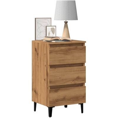 vidaXL Gabinete de cama con patas de metal - Roble artesanal 40x35x69 cm vidaXL Gabinete de cama con patas de metal - Roble artesanal 40x35x69 cm